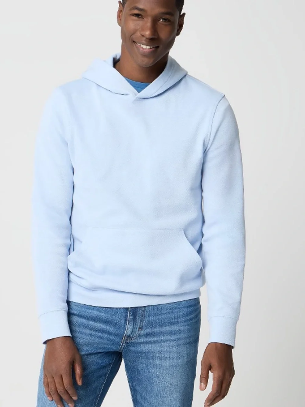 J crew faded chambray white Performance bird's-eye hoodie